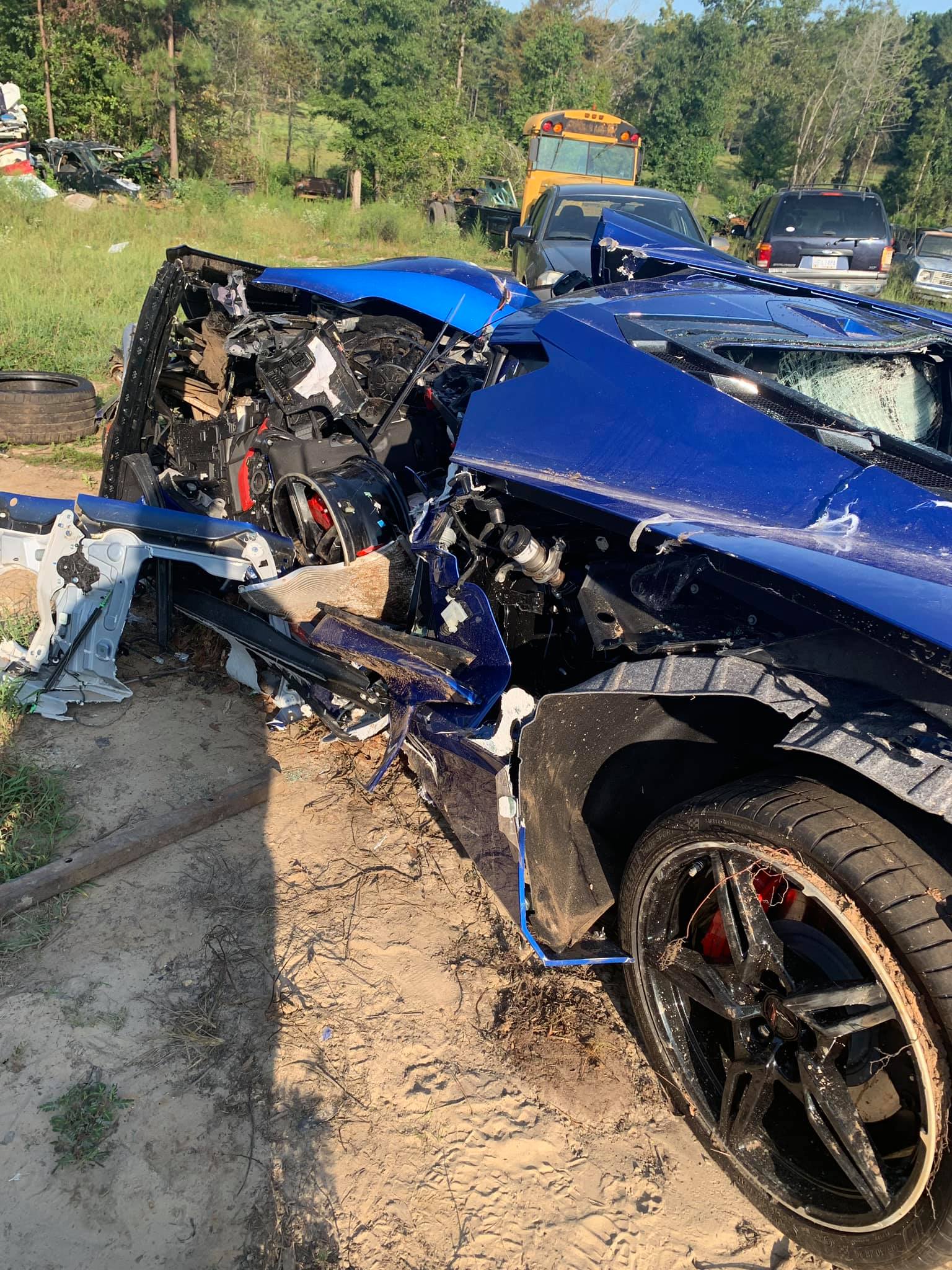 [ACCIDENT] Chevy Tow Truck Carries A Badly Wrecked C8 Corvette! - Burnt